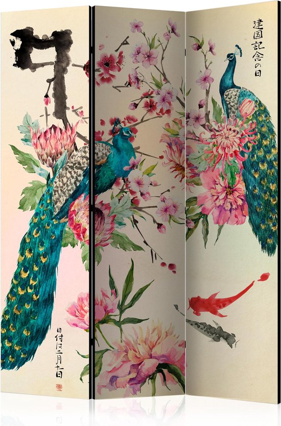 Kamerscherm - Scheidingswand - Vouwscherm - Peacock Love [Room Dividers] 135x172 - Artgeist Vouwscherm