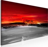 Schilderijen Op Canvas - Schilderij - Crimson Landscape (1 Part) Narrow 135x45 - Artgeist Schilderij