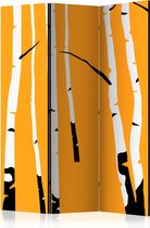 Kamerscherm - Scheidingswand - Vouwscherm - Birches on the orange background [Room Dividers] 135x172 - Artgeist Vouwscherm