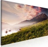 Schilderijen Op Canvas - Schilderij - Sayram Lake (1 Part) Narrow 135x45 - Artgeist Schilderij