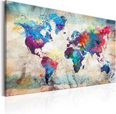 Schilderijen Op Canvas - Schilderij - World Map: Colourful Madness 120x80 - Artgeist Schilderij