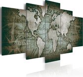 Schilderijen Op Canvas - Schilderij - Emerald Map 100x50 - Artgeist Schilderij