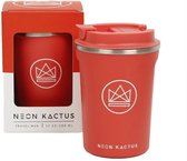 Koffiebeker To Go - Thermosbeker - Travel Mug - Neon Kactus - Dream Believer - Koraalrood - 380ml