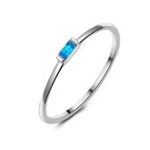 Twice As Nice Ring in zilver, donkerblauwe baguette  56