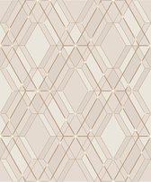 Reflets geo dessin oudroze modern (vliesbehang, roze)
