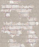 Reflets mur brique / béton beige (papier peint intissé, beige)