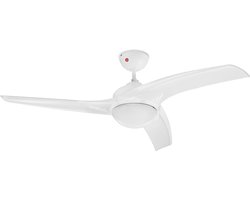 Plafondventilator Tristar VE-5817 - Ventilator met licht - Ultra Stil - Ceiling Fan met Timerfunctie en Afstandsbediening - 3 Instelbare Standen - Ø 132 cm - Wit
