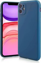 Siliconen hoesje met camera bescherming geschikt voor Apple iPhone 11 - blauw met Privacy Glas