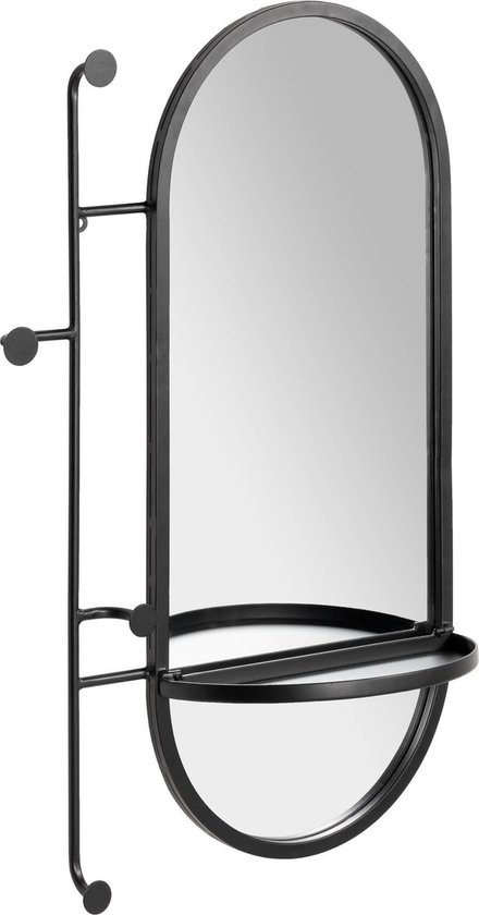 Tweede leerjaar Redding Ochtend Kave Home - Zada spiegel met haken in zwart staal, 52 x 82 cm | bol.com