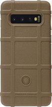 RUGGED SHIELD Rubber Bumper Case Hoesje Geschikt Voor Samsung Galaxy S10 Plus - Bruin