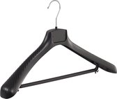 De Kledinghanger Gigant - 70 x Mantel / kostuumhanger kunststof zwart met schouderverbreding en broeklat, 48 cm