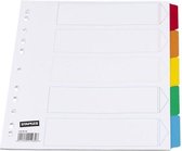 Staples Tabbladen wit karton, met gekleurde tabs 11 rings, A4, 5 onbedrukte tabs (set 5 vel)