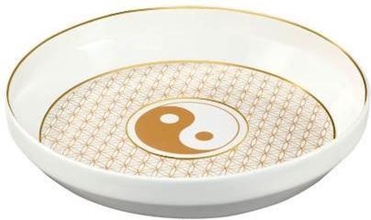 Goebel: Lotus Goebel Lotus | Decoratieve Schaal Yin Yang | Porselein 31cm met echt goud