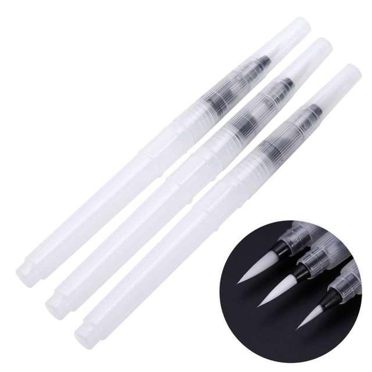 Waterverf penselen – Water brush pen – Set van 3 – Hervulbare penselen