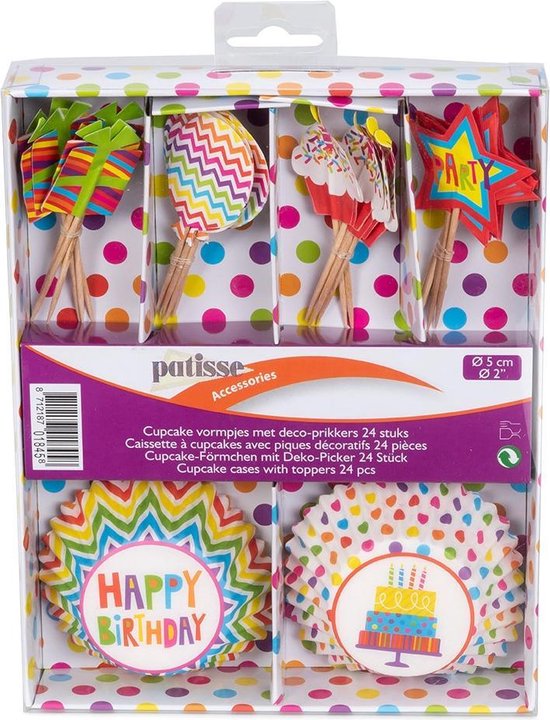 Patisse Cupcakevormen Party Met Prikkers 5 Cm Papier 24 Stuks