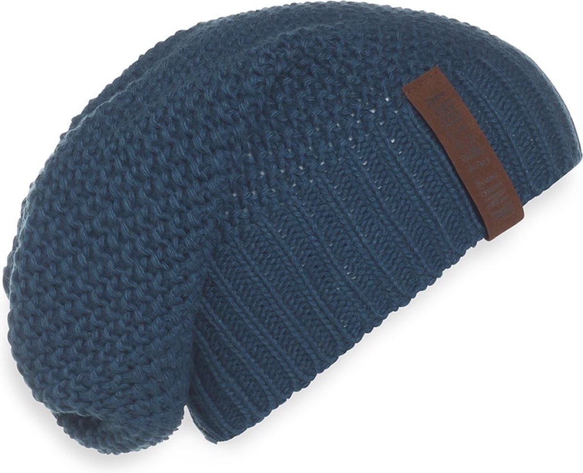 Knit Factory Coco Gebreide Muts Heren & Dames - Sloppy Beanie hat - Petrol - Warme blauwe Wintermuts - Unisex - One Size