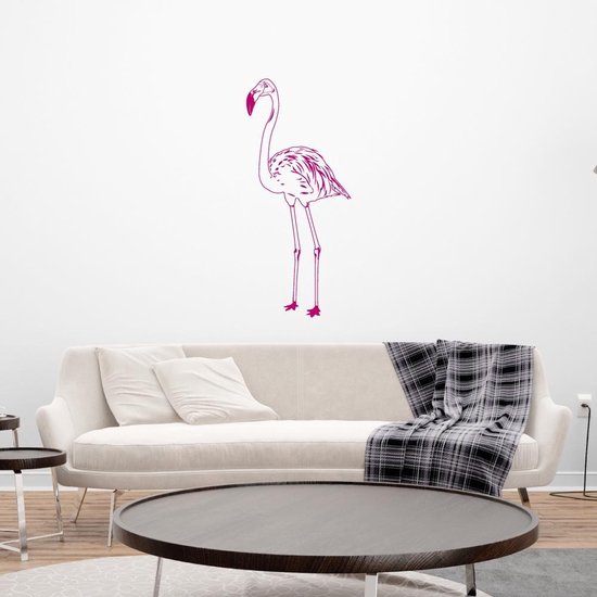 Muursticker Flamingo Silhouette - Roze - 52 x 120 cm - baby en kinderkamer - muursticker dieren slaapkamer woonkamer alle