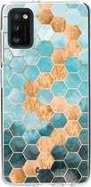 Casetastic Samsung Galaxy A41 (2020) Hoesje - Softcover Hoesje met Design - Honeycomb Art Blue Print