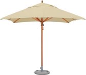 Tradewinds Classic Parasol - hout (eucalyptus) - vierkant 2,8m X 2,8m - grote parasol - Ecru