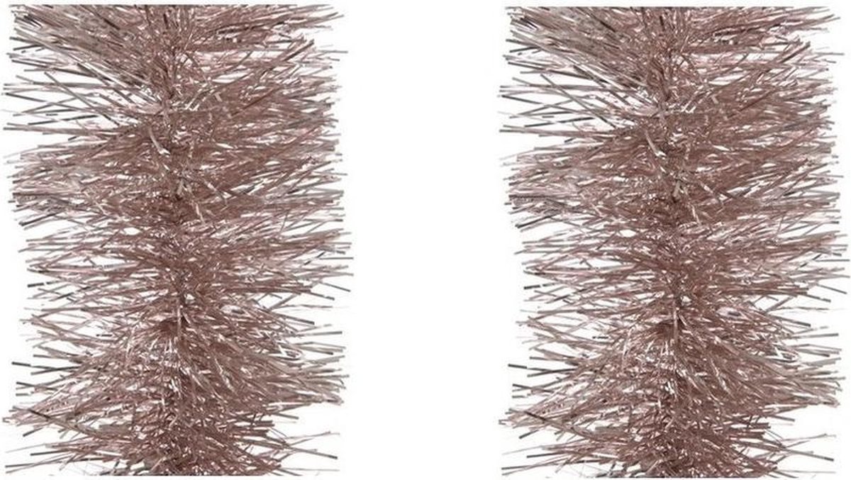 4x stuks kerstslingers lichtroze 10 cm breed x 270 cm - Guirlande folie lametta - Lichtroze kerstboom versieringen