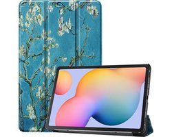 Hoesje - Geschikt voor Samsung Galaxy Tab S6 Lite - Dun & Stevig - Hardcover Book Case - Trifold Bookcase Hoes - Hard Cover - Tablethoes - Bloesem