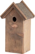 Houten vogelhuisje/nesthuisje koolmees 31.5 cm met kijkluik - Vurenhouten vogelhuisjes tuindecoraties - Vogelnestje voor kleine tuinvogeltjes