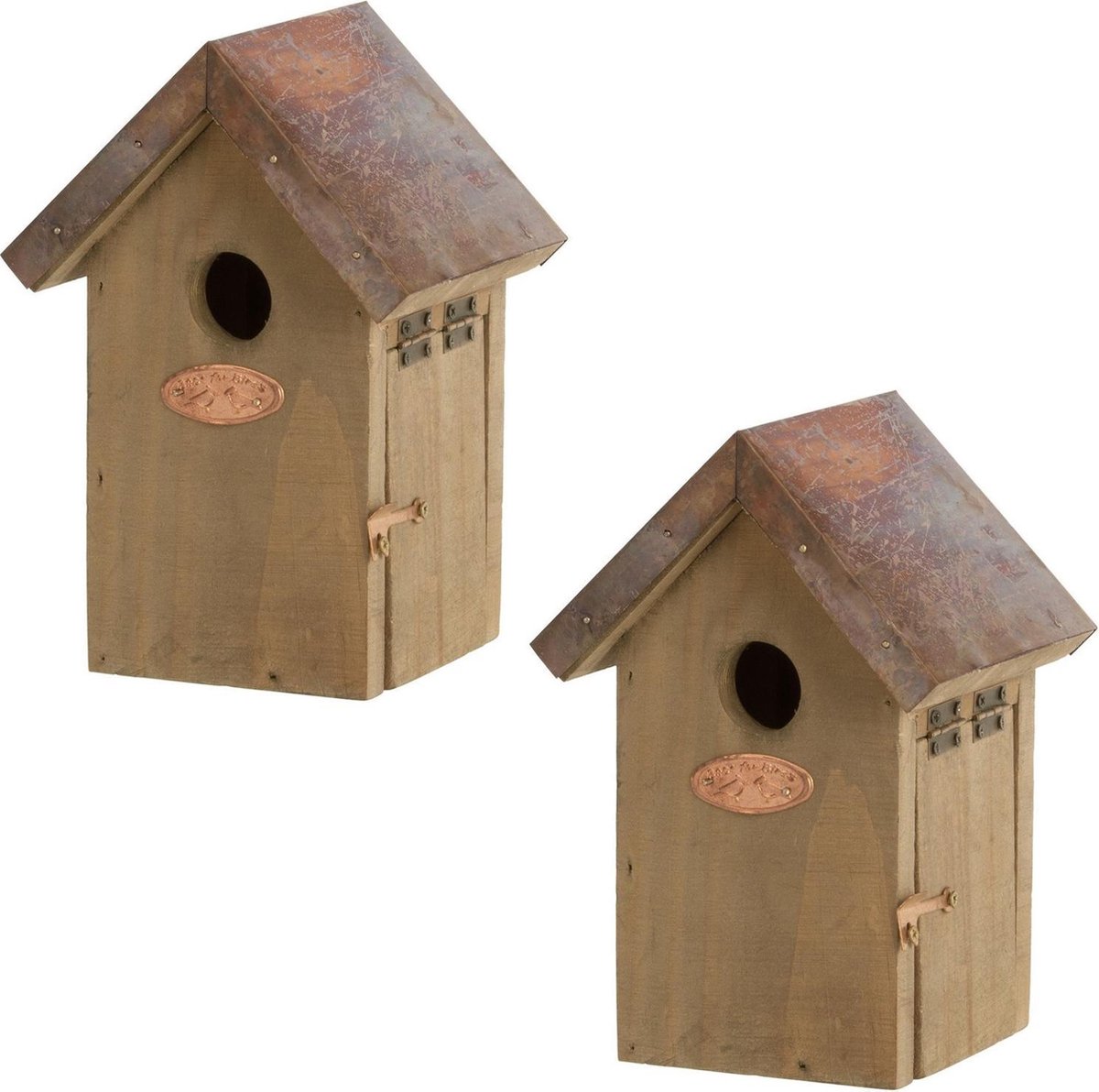 Cabane à oiseaux pour mésanges bleues en bois avec toit en cuivre