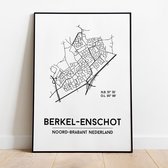 Berkel-Enschot city poster, A4 zonder lijst, plattegrond poster, woonplaatsposter, woonposter
