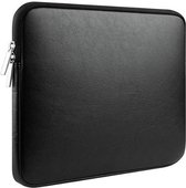 Tech Supplies - Luxe Kunstlederen Laptop Sleeve 14 Inch - 14" laptopsleeve - oa voor Apple Macbook Air / Pro -Hoes Kunstleer - Zwart