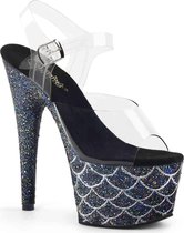 Pleaser Sandaal met enkelband, Paaldans schoenen -37 Shoes- ADORE-708MSLG Paaldans schoenen Zwart/Multicolours