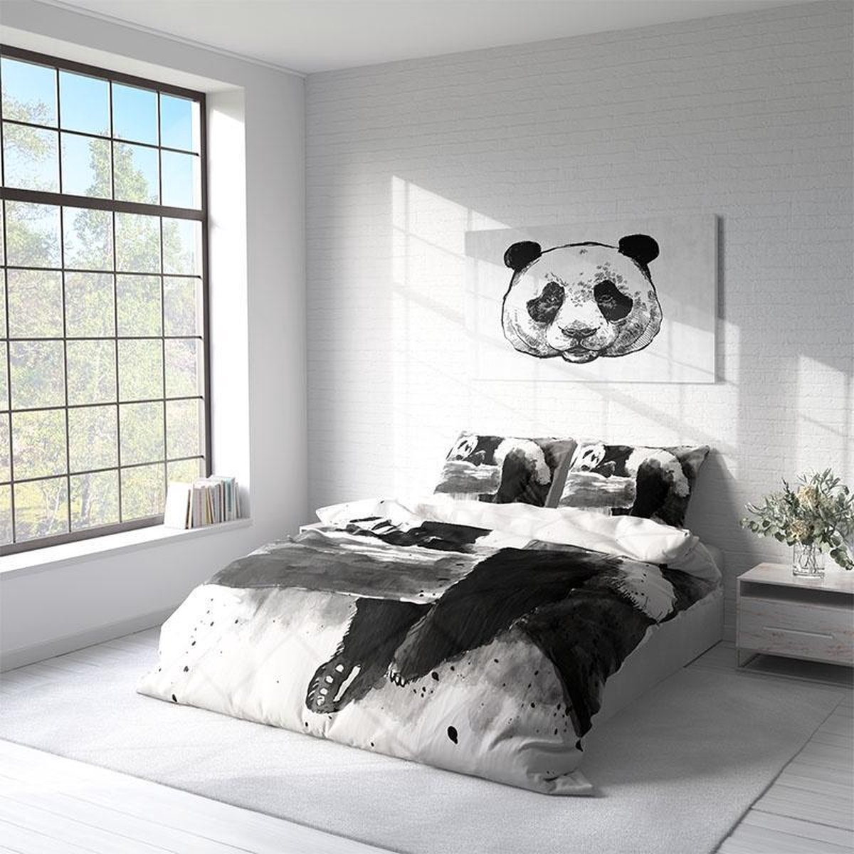 dauw procedure Krijt DLC - Tweepersoons Dekbedovertrek Sleepy Panda 200x220 cm - Satijn geweven  polycotton... | bol.com