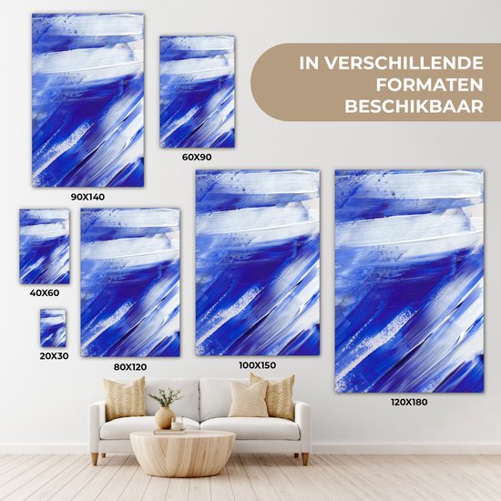 Peinture sur toile - Design - Blauw - 80x120 cm - Décoration murale