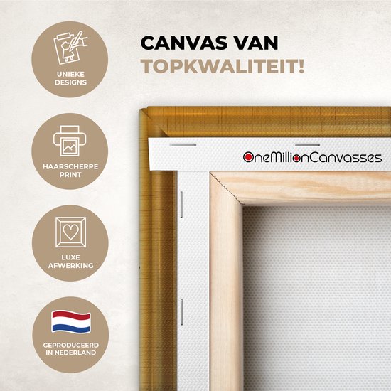 Canvas schilderij 60x90 cm - Wanddecoratie Kunst - Oude meesters - Lijst - Goud - Muurdecoratie woonkamer - Slaapkamer decoratie - Kamer accessoires - Schilderijen op canvas