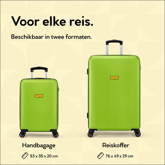 BHPPY Reiskoffer groot 76x49x29cm - Lichtgewicht koffer met 95L inhoud - Reiskoffer met wielen - Veilig cijferslot - Lime Green