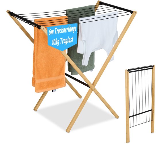 Wasrek pliable - 77x79x49 cm - pliable - sur pied - bambou - noir