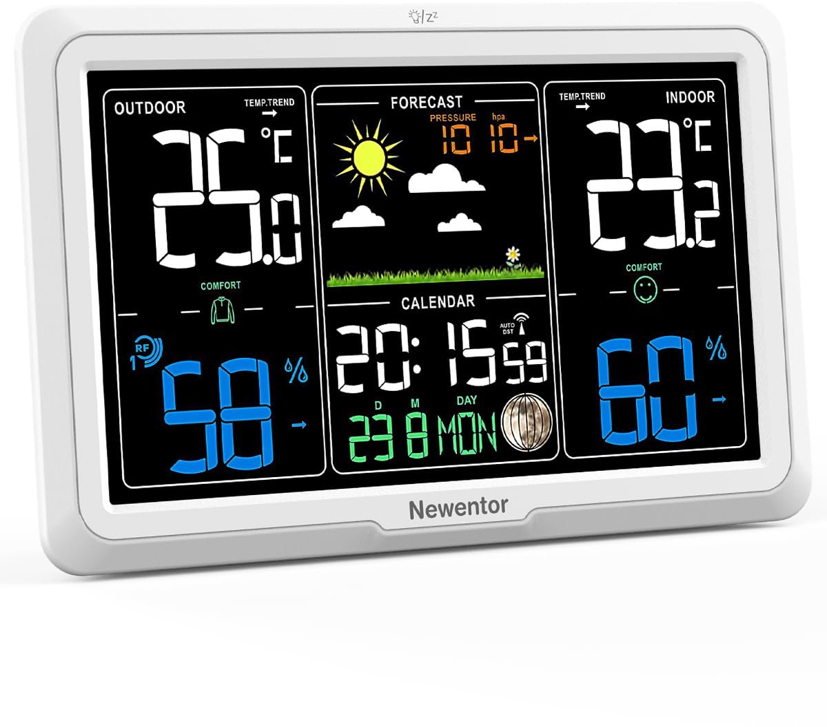 Draadloos Weerstation met Buitensensor en Weersvoorspelling - Radioweerstation met DCF-Radioklok