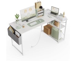 PromoHome L-vormig hoekbureau met USB-aansluitingen en opbergruimte