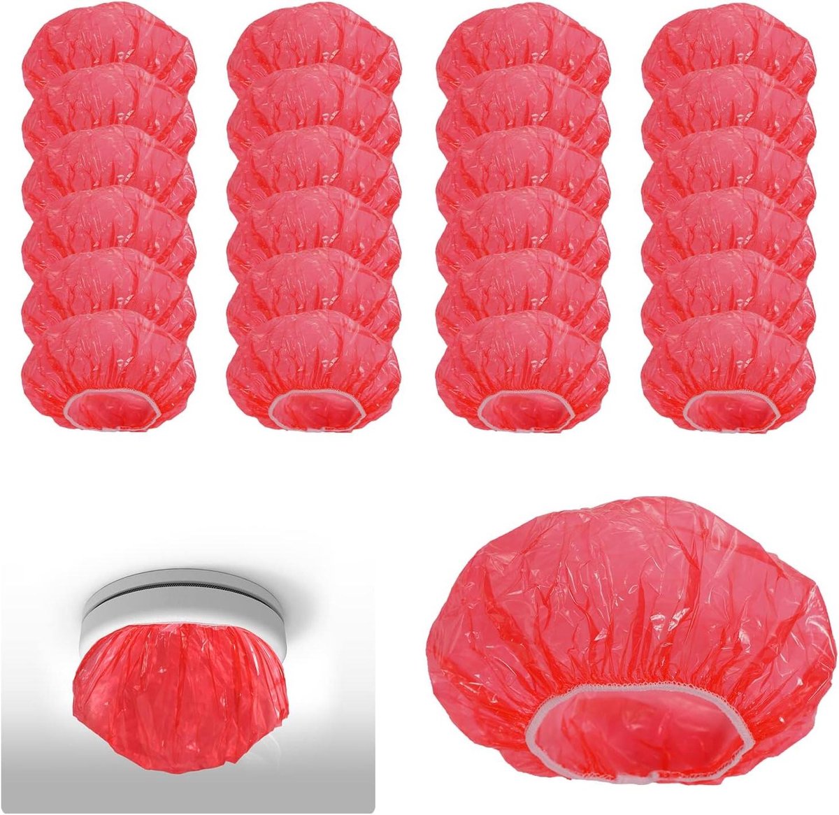 JHubers Goods - 50 Stuks Herbruikbare Rookmelder Covers, Elastische Alarm Stofkap voor Thuisgebruik - Rood