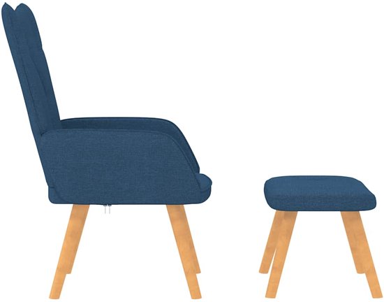 vidaXL Chaise de relaxation avec repose-pieds 62x68,5x96 cm Tissu Bleu