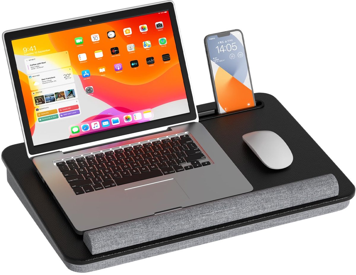 Azomor® Ergonomisch Laptopkussen voor Bed en Bank met Polssteun en Houder
