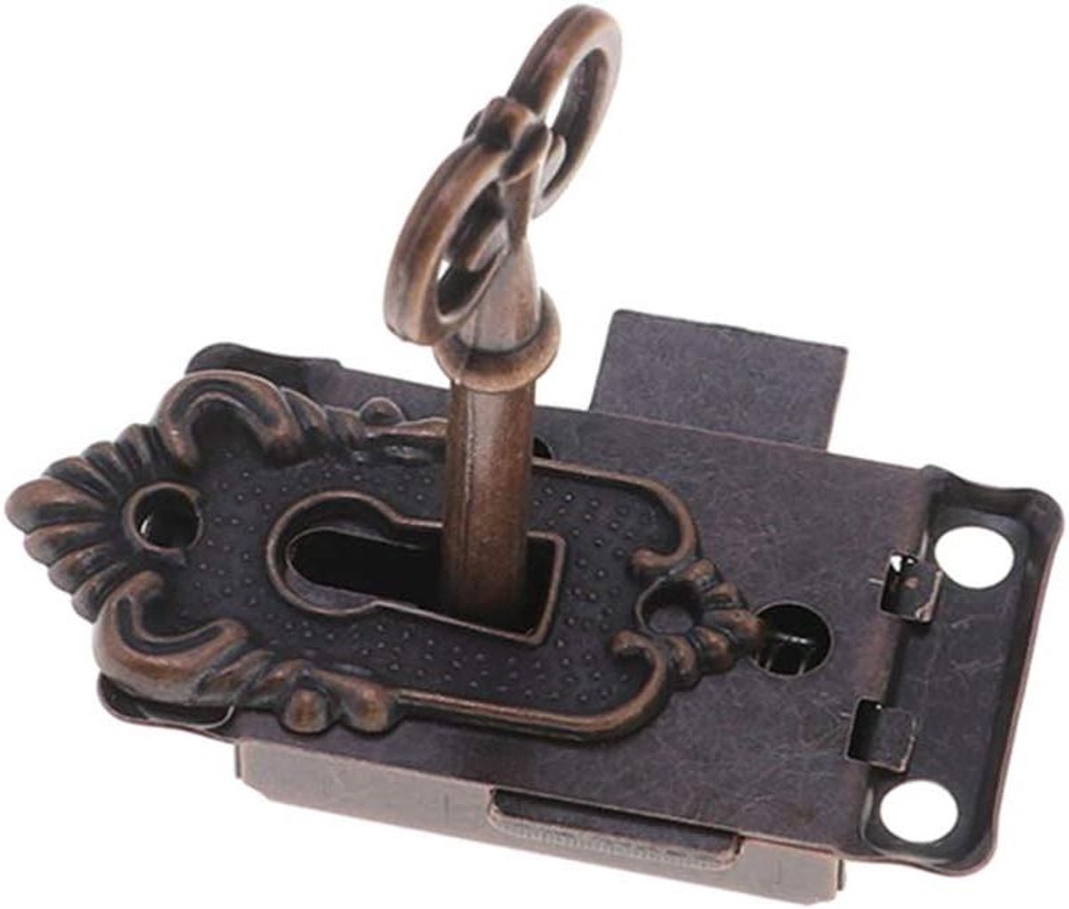 JHubers Goods - Met de volgende wijzigingen is degeoptimaliseerd Kast hangslot - Antiek decoratief slot voor meubels (rood) - inclusief sleutels en schroeven - 1 stuk