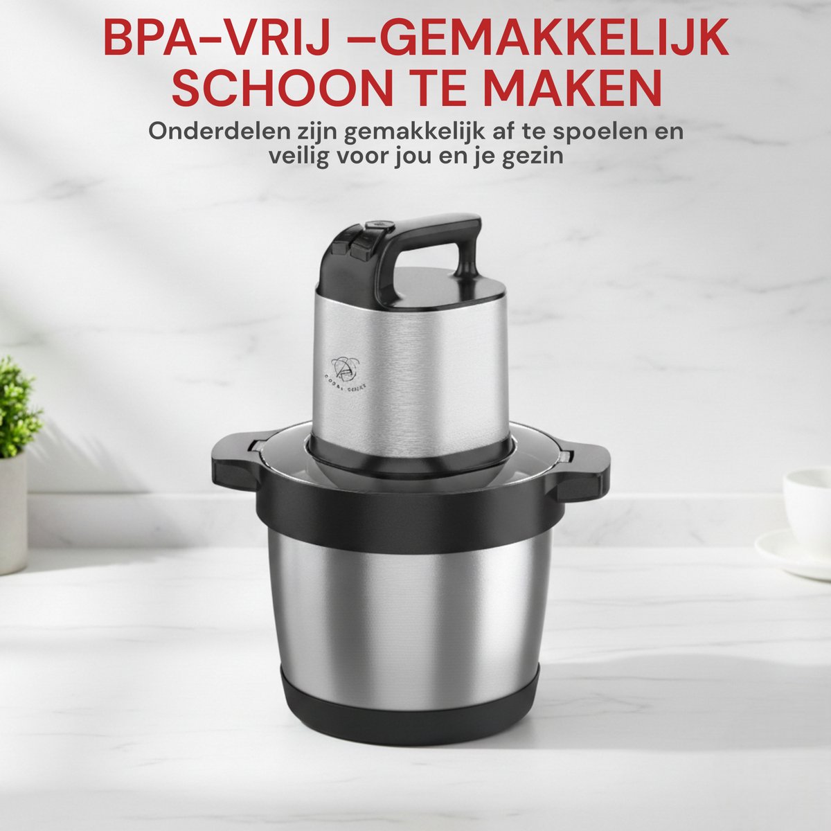 Royal Swiss® Hachoir Électrique 6L 1200W – Robot Hachoir Professionnel Inox – 6 Lames Double Niveau – 2 Vitesses + Pulse – Hachoir Viande & Légumes Grande Capacité – Sans BPA