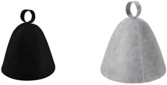 2 stuks saunahoeden - vilten saunahoofddeksels voor mannen en vrouwen - vilten hoeden - vilten hoeden - saunahoeden -Zwart + Grijs-34*34*23cm