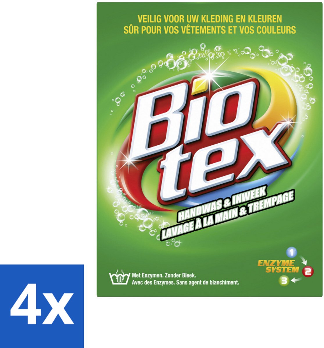 4 x Biotex Handwas & Inweek Poeder 720 gr - Handwas - Inweek Waspoeder - Biologisch Wasmiddel - Enzymen - Vuil Verwijderen