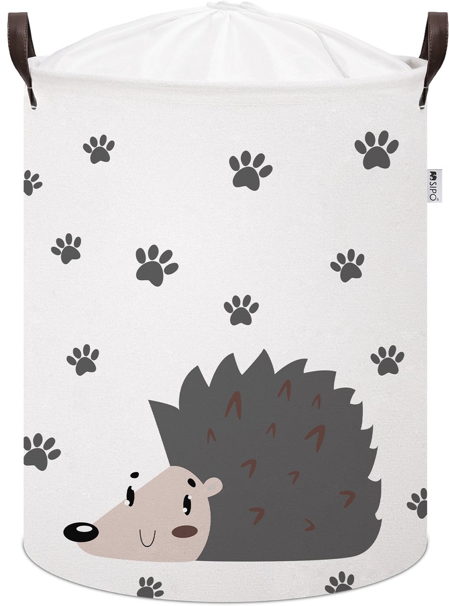 Egel Speelgoedopbergmand - Katoenen Opbergbox met Trekkoord - Wasmand voor Kinderen - 43 Liter - 35x35x45 cm - Sipo - Kledingmand