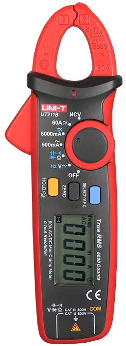 Mini Klemmeter 60A - Digitale Multimeter met True RMS, LCD Backlight en Frequentieconversiefunctie