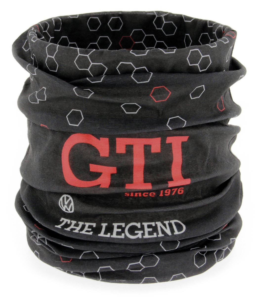 BRISA VW Collection - Volkswagen unisex buis-sjaal-bandana-hals-stormkap-multifunctionele-mond-neusbescherming in GTI-design (zeshoek/zwart)