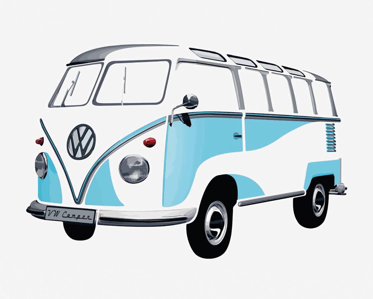 BRISA VW Collection - Grote & Stijlvolle zelfklevende Volkswagen muurtattoo sticker decoratie poster, meerdelige VW T1 Bulli Bus Samba