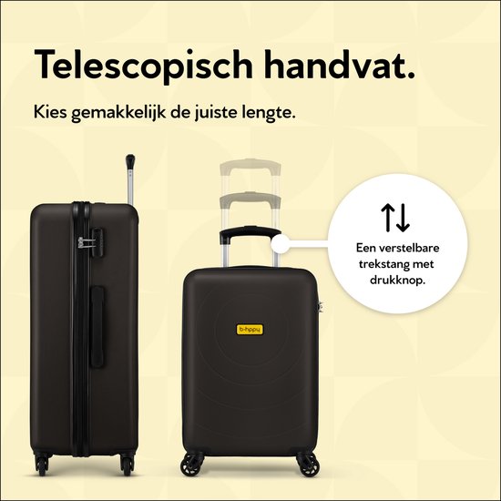BHPPY Handbagage koffer 53x35x20cm - Handbagage trolley 33L - Lichtgewicht koffer 2.6kg - Reiskoffer met cijferslot - Zwart