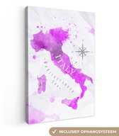 Peintures Toile Wereldkaart - Rose - Italie - 80x120 cm - Décoration murale